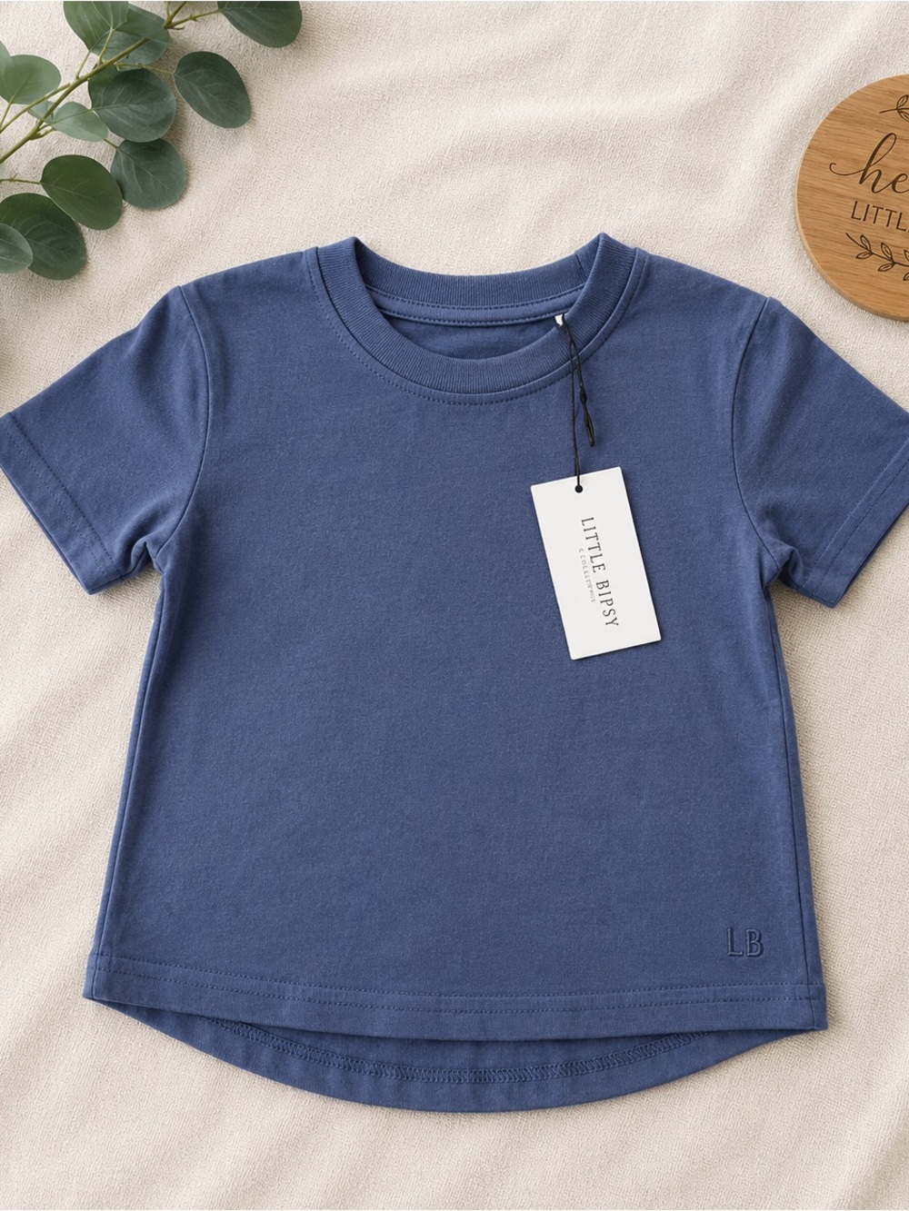 Little Bipsy Elevated Tee Worn Indigo Blue Short Sleeve Shirt Baby 12-18m NWT